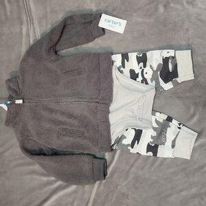 Carter Baby 3 Piece Set - Grey Camo - Size 24 Months NWT